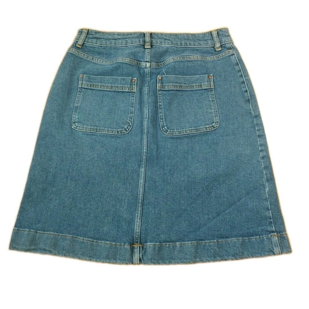 Boden Denim Blue Jean Pencil Skirt Woman 10 Long Patch Pockets Y2k Boho Cowgirl - Picture 10 of 11
